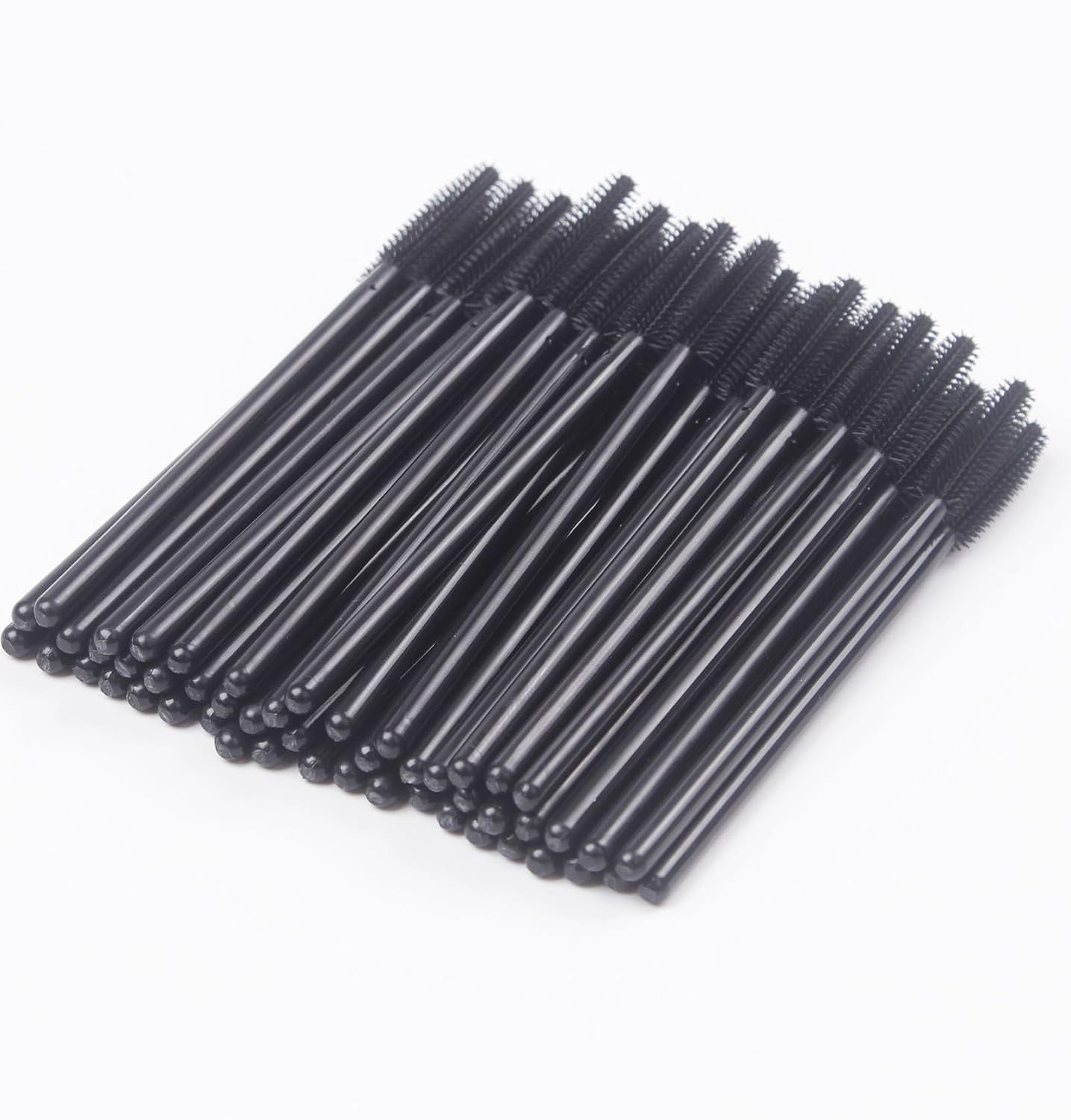 Pack of 100 One-Off Disposable Silicone Eyelash Mascara Brushes | Wands Applicator Eyebrow Brush Makeup Tool Kit Set (Tower Shape - Black)