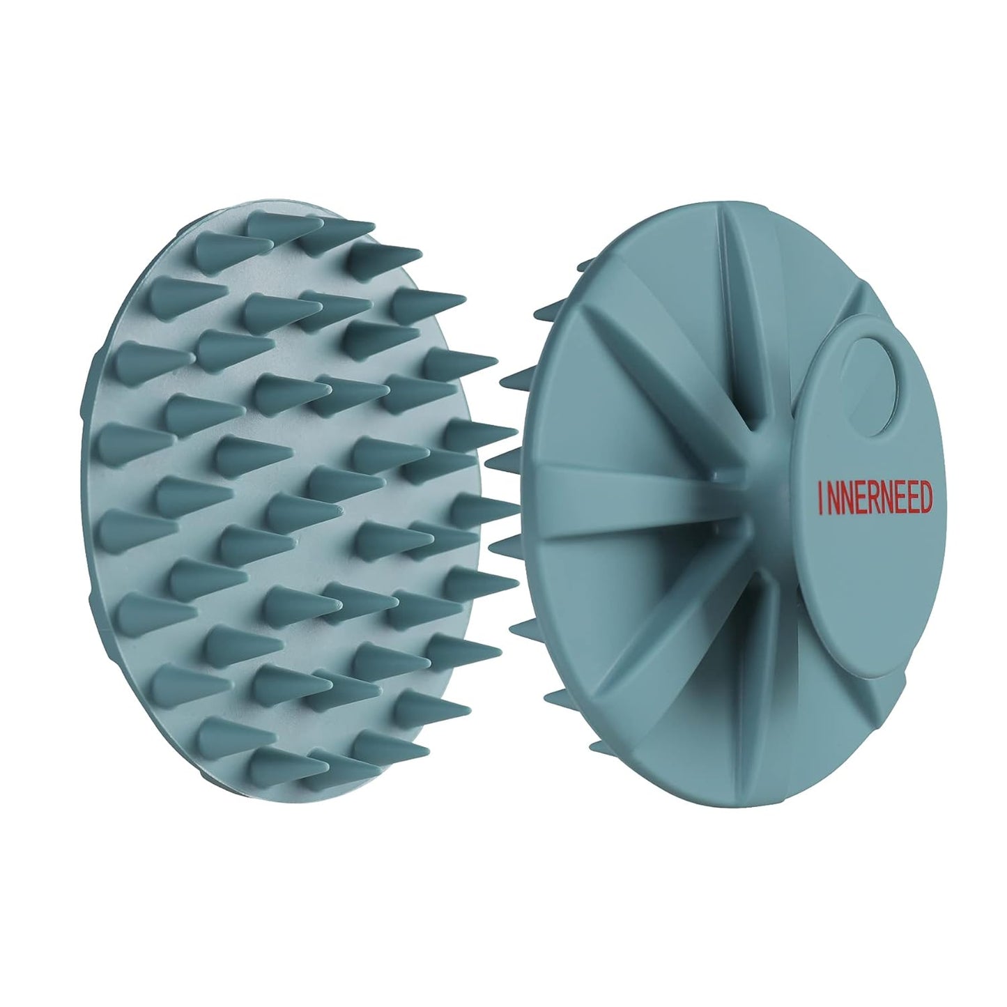 One-Piece Silicone Scalp Massager Shampoo Brush Hair Wash, Dark Green | Soft Bristles Scrub Head Scratcher, Head Massage Stress Relax, Wet & Dry Use for Thick Thin Curly Hair Care