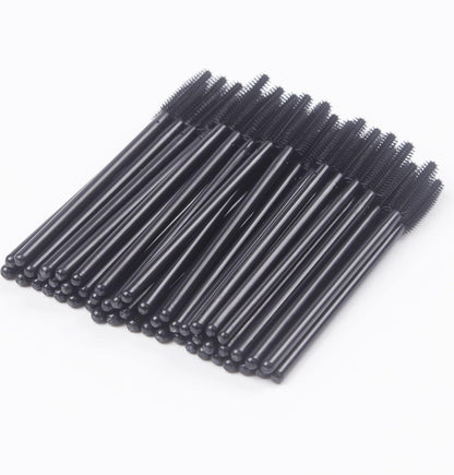Pack of 100 One-Off Disposable Silicone Eyelash Mascara Brushes | Wands Applicator Eyebrow Brush Makeup Tool Kit Set (Tower Shape - Black)