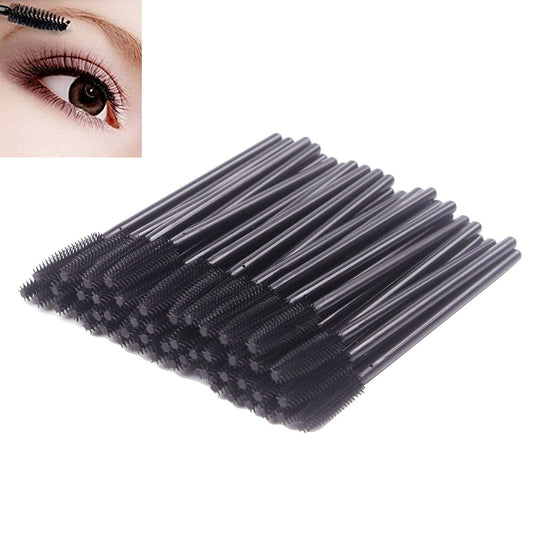 Pack of 100 One-Off Disposable Silicone Eyelash Mascara Brushes | Wands Applicator Eyebrow Brush Makeup Tool Kit Set (Tower Shape - Black)