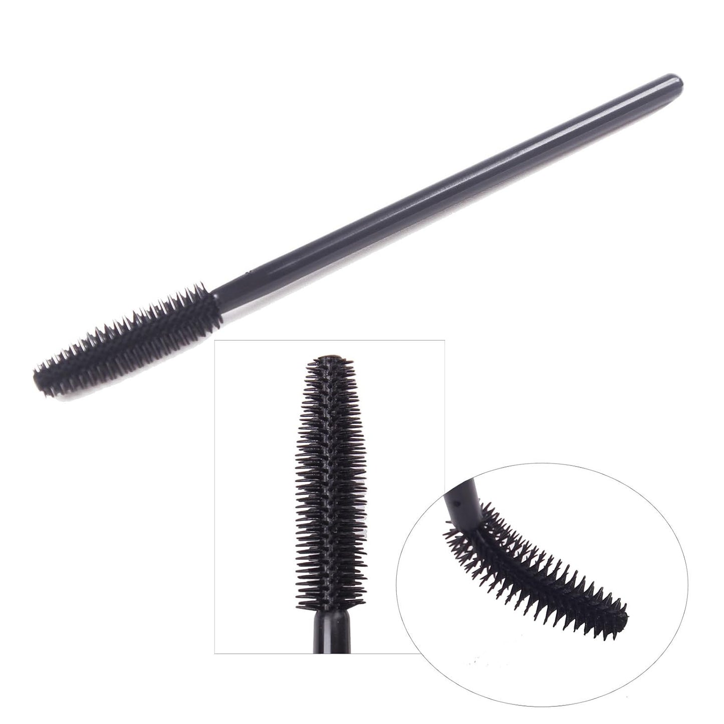 Pack of 100 One-Off Disposable Silicone Eyelash Mascara Brushes | Wands Applicator Eyebrow Brush Makeup Tool Kit Set (Tower Shape - Black)
