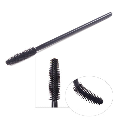 Pack of 100 One-Off Disposable Silicone Eyelash Mascara Brushes | Wands Applicator Eyebrow Brush Makeup Tool Kit Set (Tower Shape - Black)